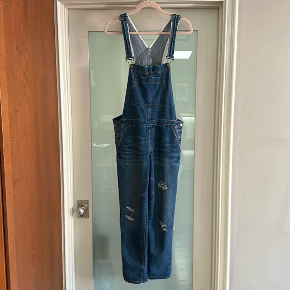 Forever 21 denim overalls with distressing size 29